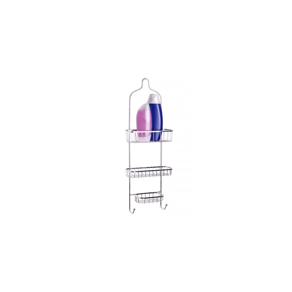 Trade Shop - Appendino Bagno Con 2 Mensole E Portasapone In Acciaio Inox 62 Cm 3 Ripiani -