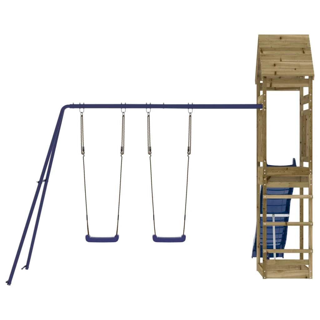 Altalene per parco giochi all'aperto scivolo altalene robuste giochi da giardino 315 x 373 x 264 cm legno di pino impregnato 02_0004941