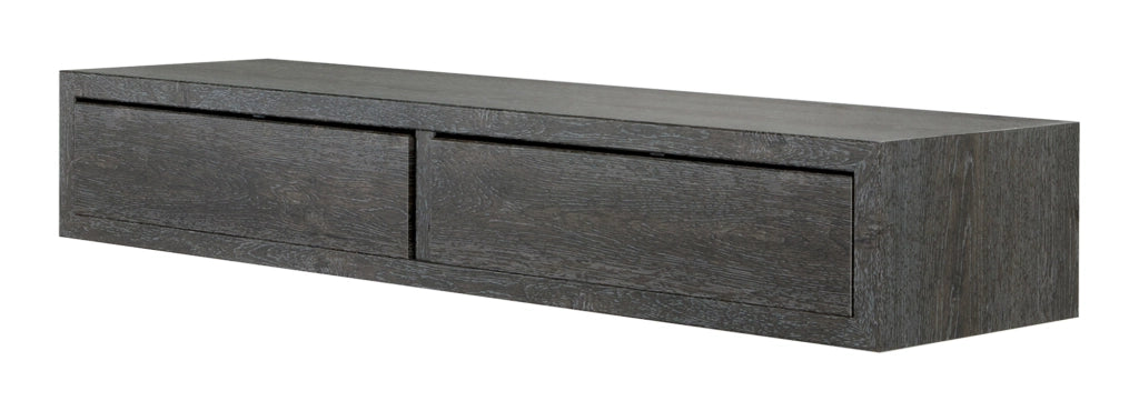 Mensola da Parete con 2 Cassetti 88,2x13,4x23,7 cm in Fibra di Legno Domino Maxi Rovere Scuro