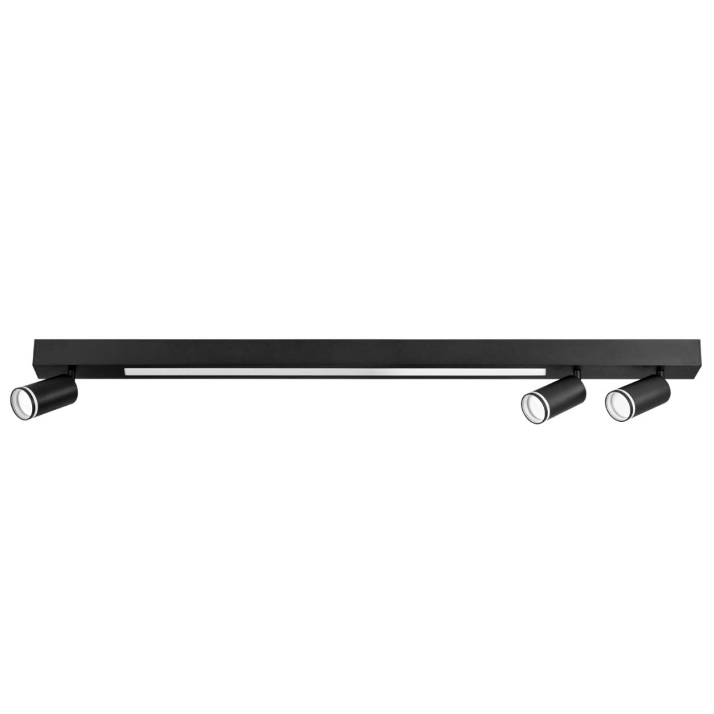 Faretto soffitto 4 luci nero su barra LED 24W Polux