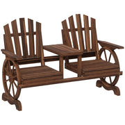 Panca da giardino 2 posti ¨C Xylo ¨C legno con foro ombrellone, gambe a ruota di carro 154x65x102 cm
