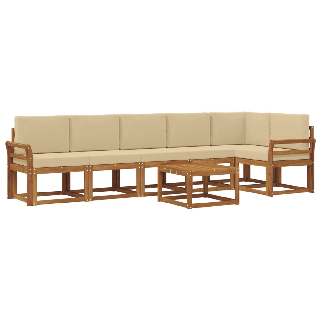 Set di divani da esterno con cuscino 7 pcs Naturale e Beige 3366501