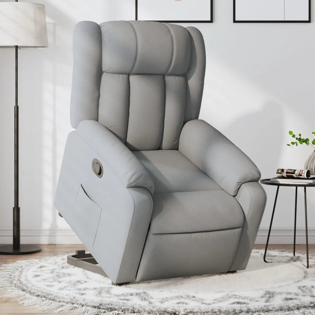 Poltrona Alzapersona Reclinabile Grigio Chiaro in Tessuto 3205316