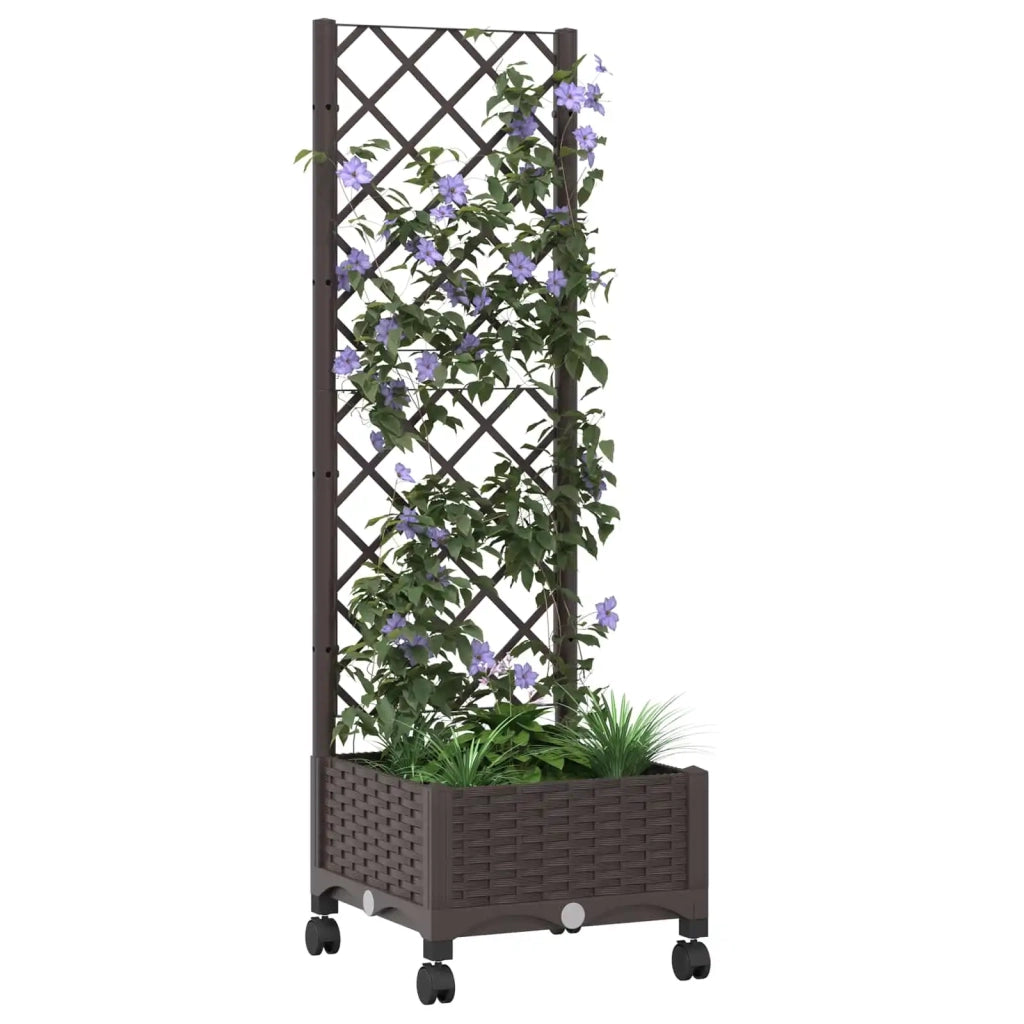 Vaso da giardino con grigliato e ruote Marrone PP 3422914
