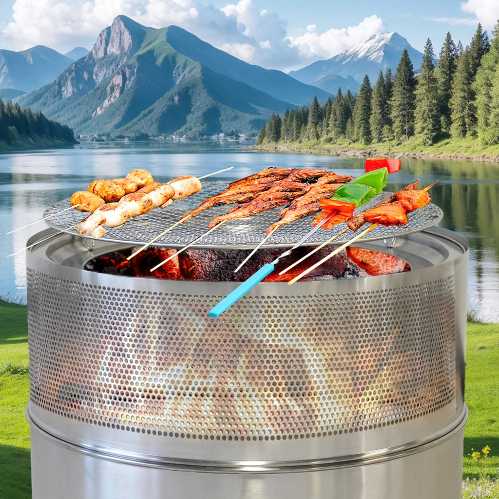 Braciere da esterno portatile senza fumo in acciaio inox, colore argento