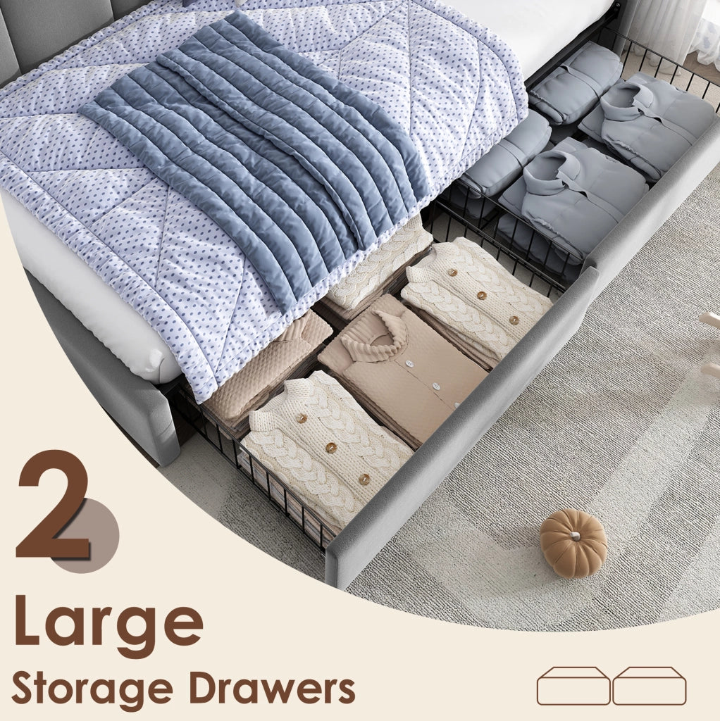 LETTO Divano letto con 2 cassetti 90x190 cm Velluto Grigio