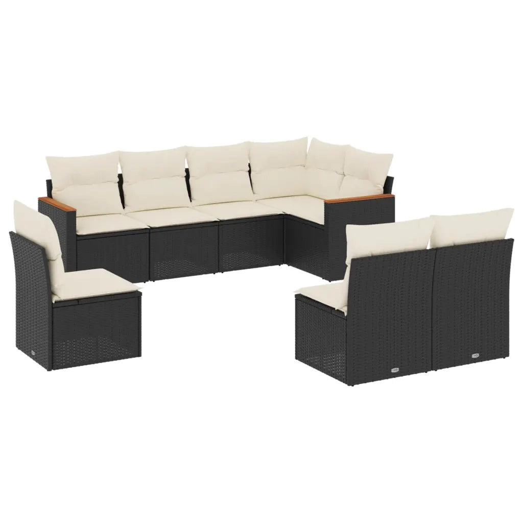 Set Divani da Giardino con Cuscini 8 pz Nero in Polyrattan 3226042