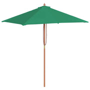 Ombrellone da Esterni con Palo in Legno 150x200 cm Verde