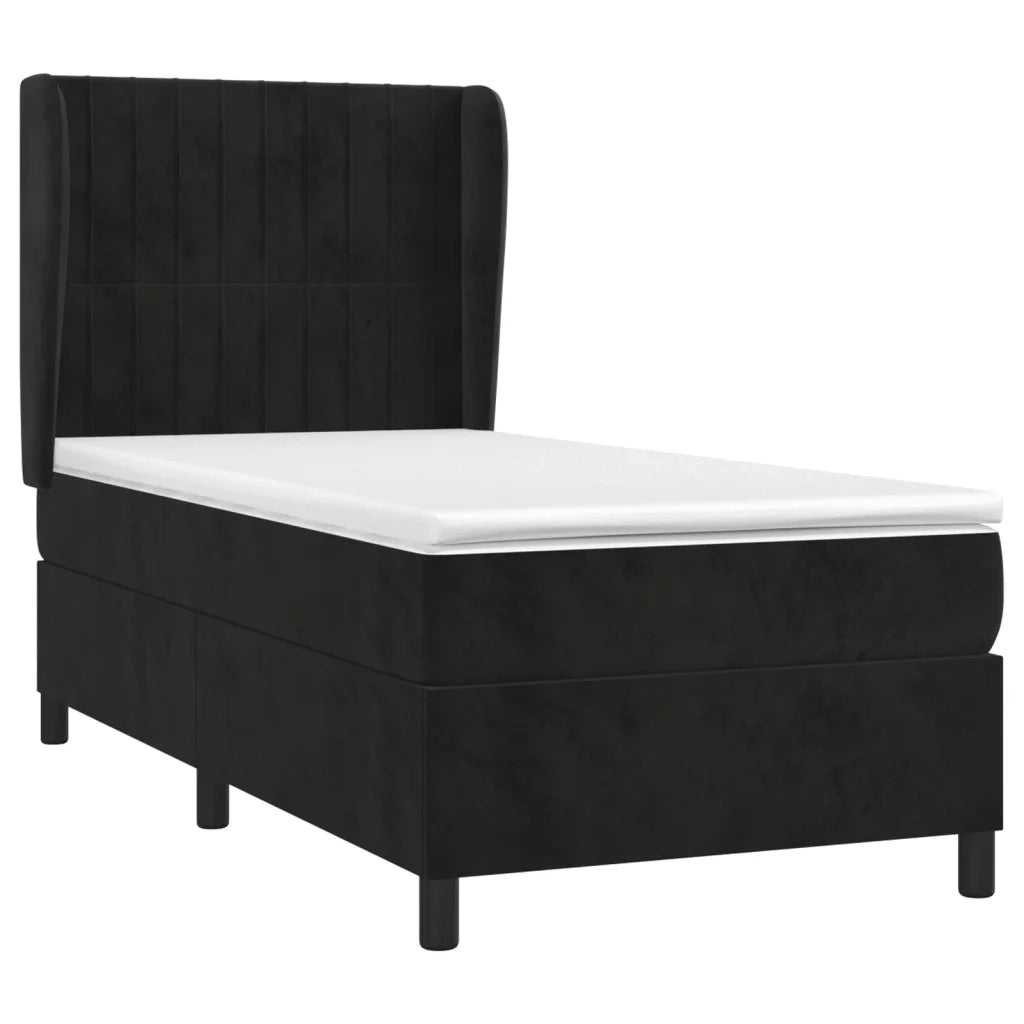 Giroletto a Molle con Materasso Nero 90x190 cm in Velluto 3129305