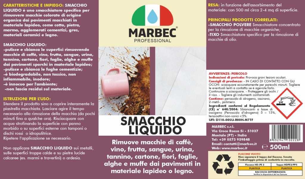 Smacchiatore di macchie organiche SMACCHIO LIQUIDO   500MLx6Pz