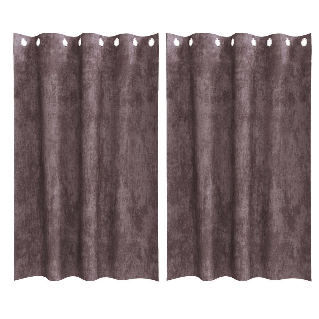 Tende in Velluto 2 pz con Occhielli Marrone 175x140 cm