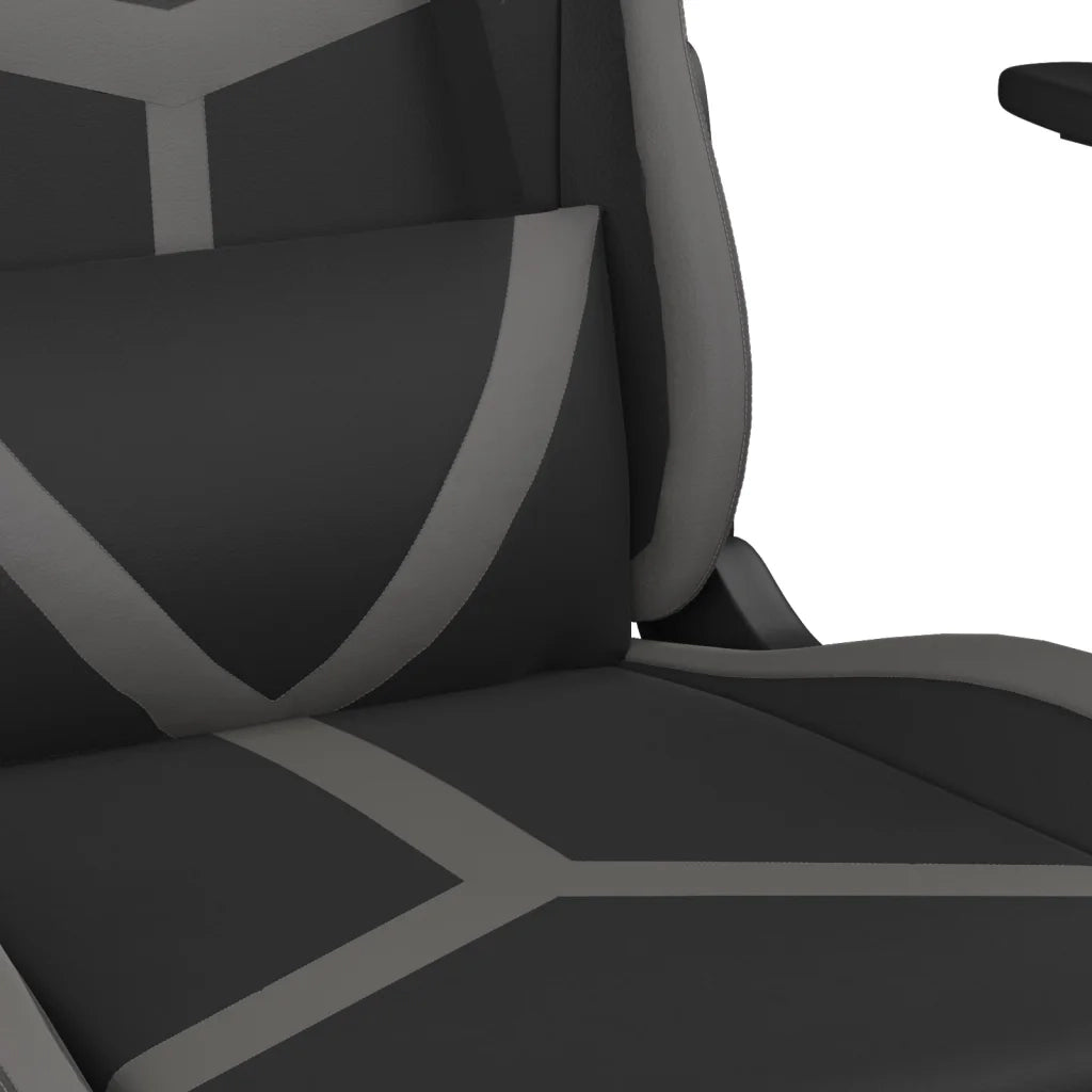 Sedia da Gaming | Sedia da e-sports con Poggiapiedi Nero e Grigio in Similpelle