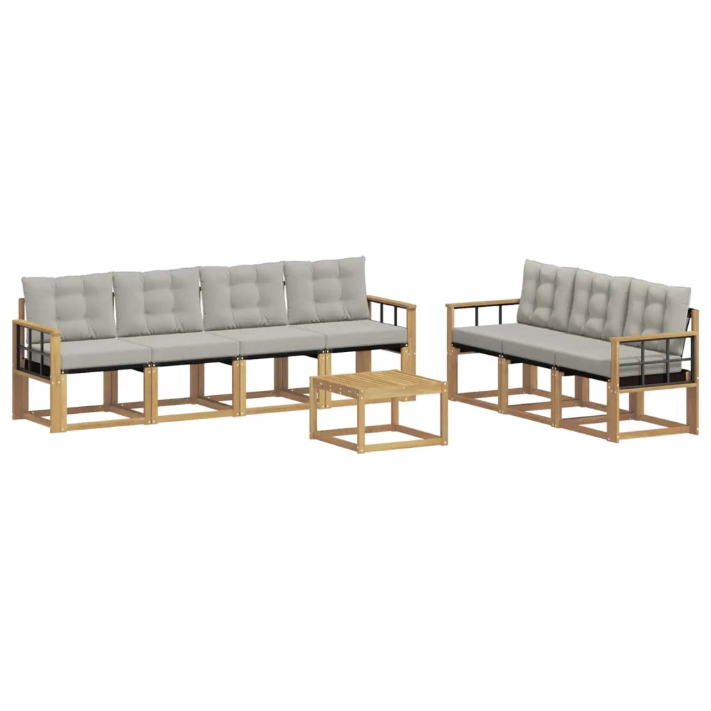 Set di divani da esterno 8 pcs Bianco e Grigio Chiaro