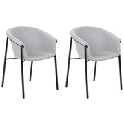 Set di 2 sedie da pranzo con imbottitura in tessuto grigio Seduta da pranzo dal design moderno e contemporaneo