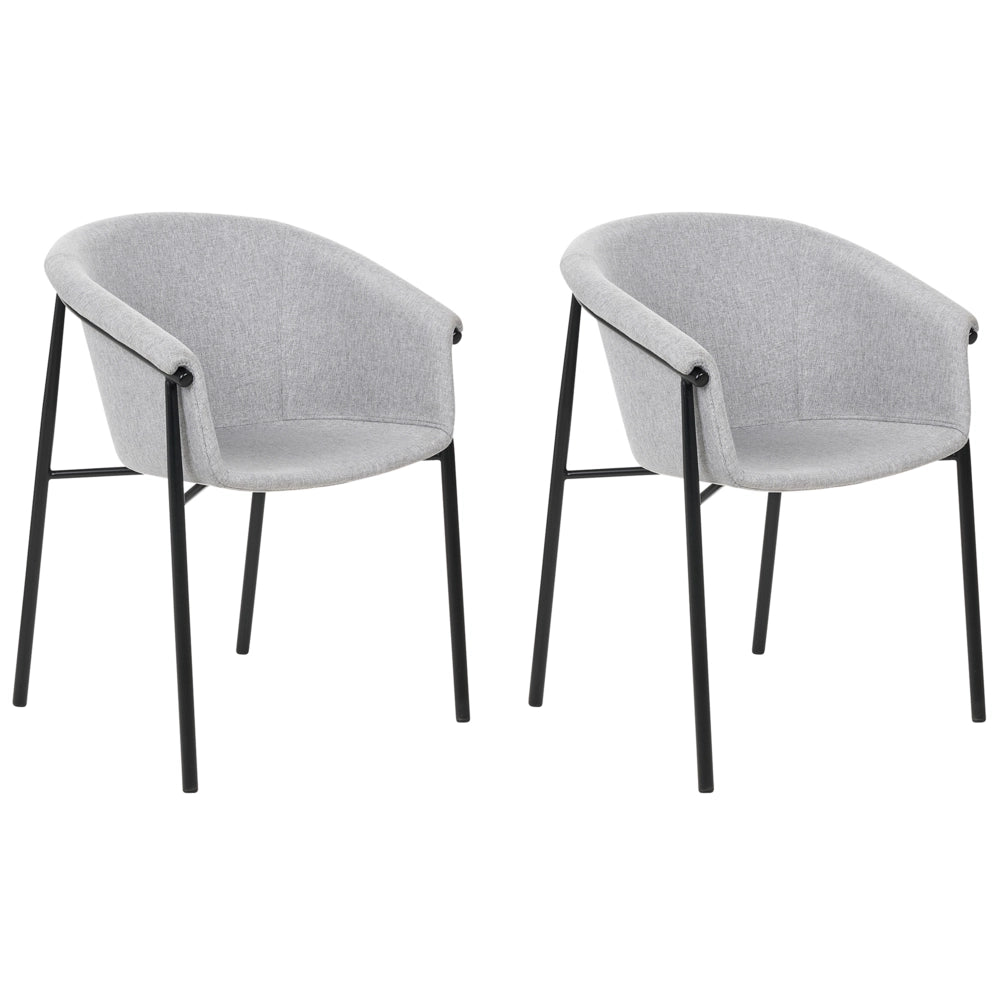 Set di 2 sedie da pranzo con imbottitura in tessuto grigio Seduta da pranzo dal design moderno e contemporaneo