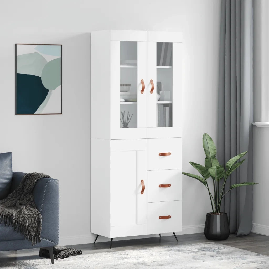 Credenza | Madia | Buffet da pranzo | Armadio da pranzo Bianca 69,5x34x180 cm in Legno Multistrato