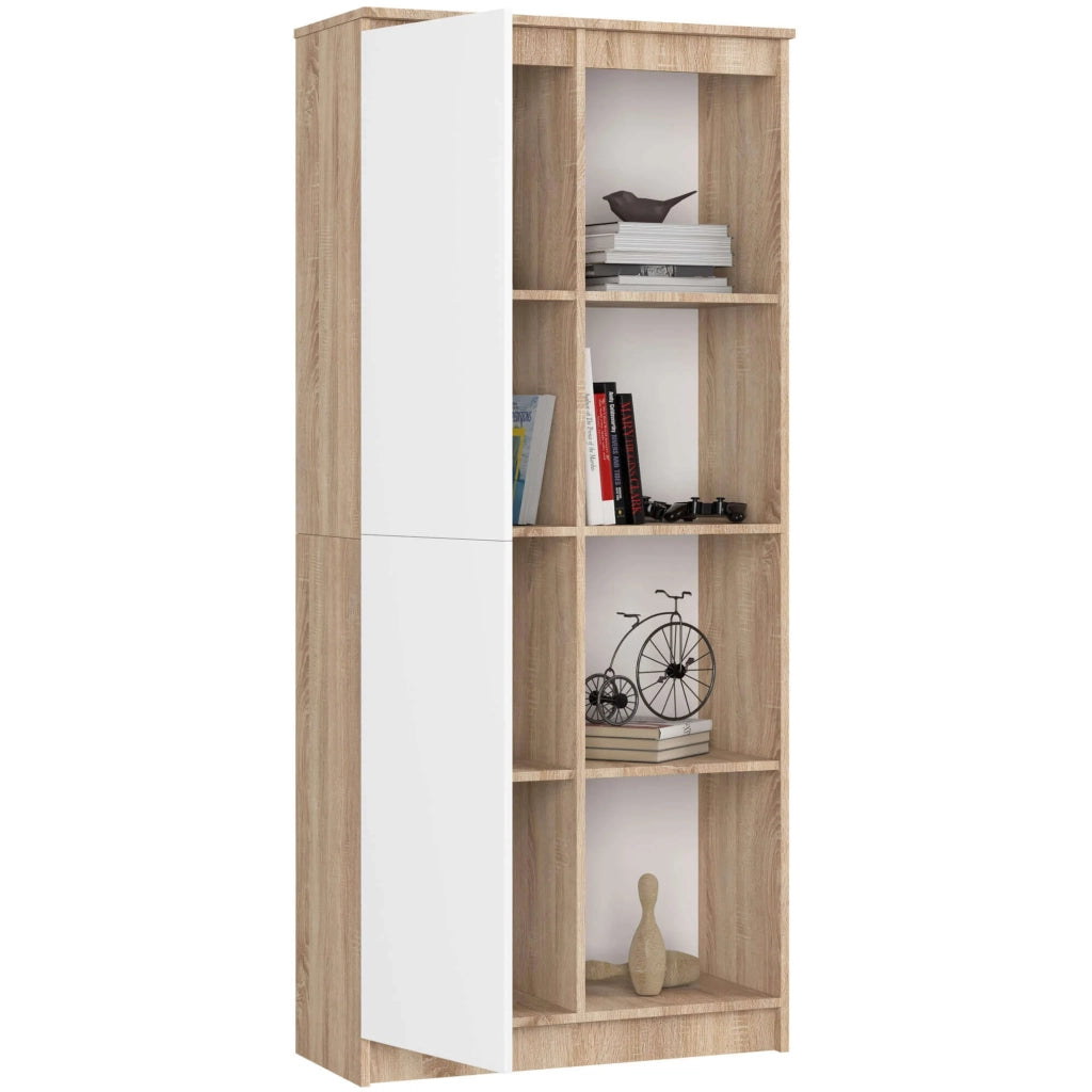Armadio da ufficio AKORD R80 Sonoma Quercia 80 cm 1 anta inserto frontale Bianco 80x35x180 cm