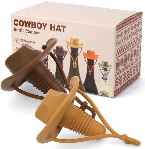 Blocco di vino con cappello di cowboy - 2 pezzi - 9x6,2 cm - Blocco di vino a vuoto decorativo - Silicone