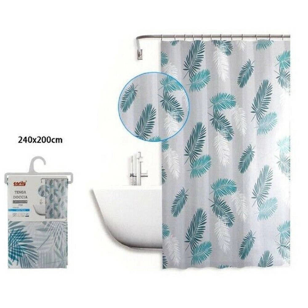Trade Shop - Tenda Doccia Antimuffa Impermeabile 240 X 200 Cm Con Anelli Bagno Piume 59518 -