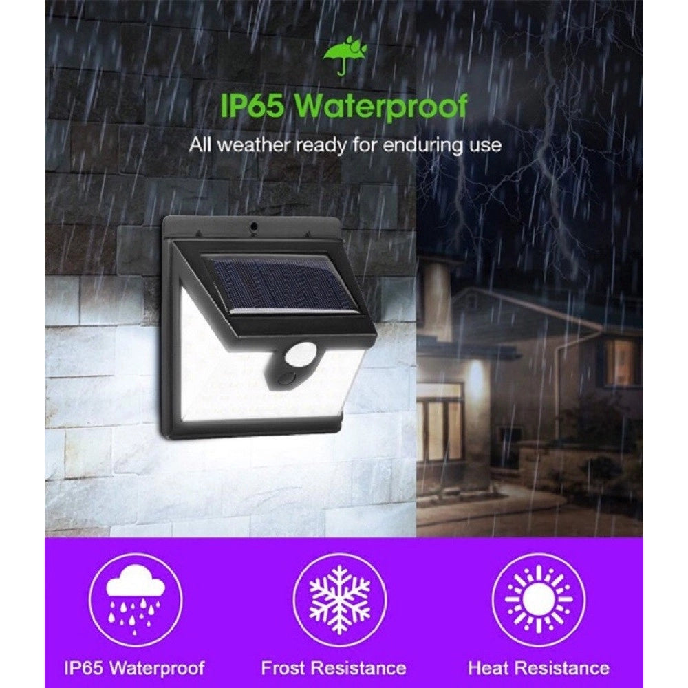 Trade Shop - Faro 40 Led Con Pannello Solare E Sensore Di Movimento Faretto Crepuscolare -