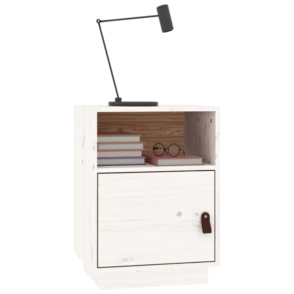 Comodini Bianchi 2 pz 40x34x55 cm in Legno Massello di Pino cod mxl 29925