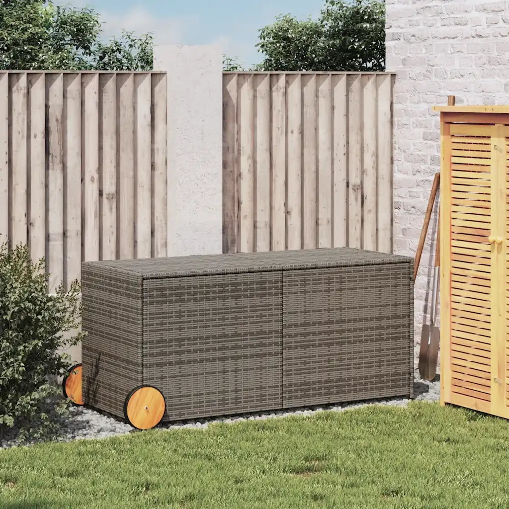 Contenitore da Giardino con Ruote Grigio 283L in Polyrattan CFW2306774