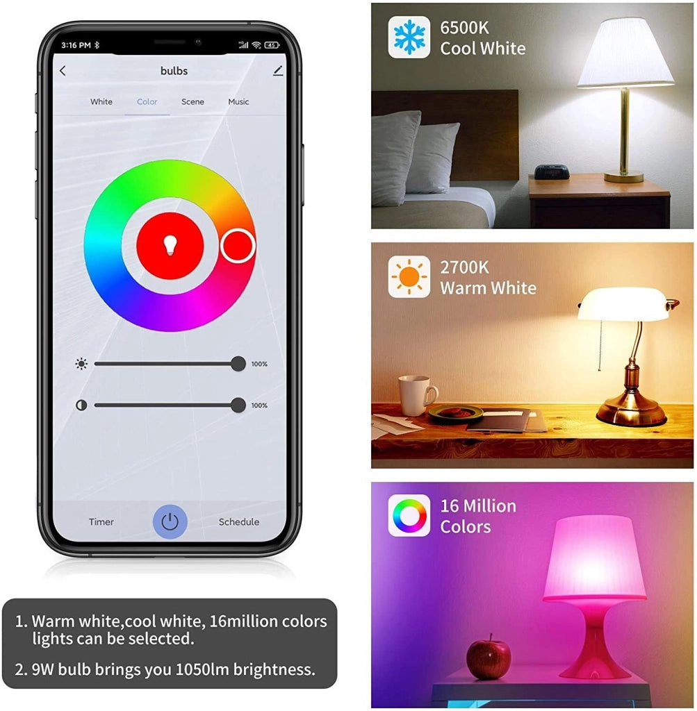 Lampadina Lampada luce Led RGB WIFI Smart E27 App google e Alexa Vintage ST64