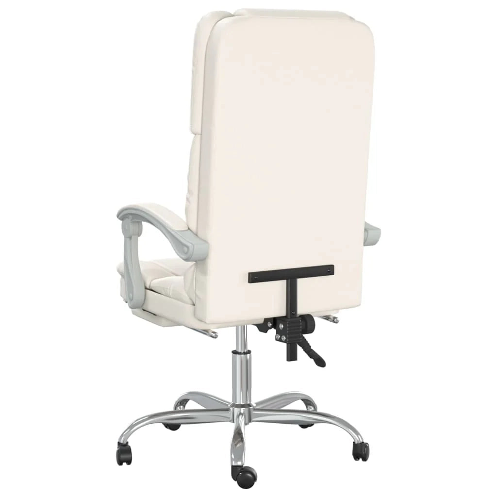 Poltrona massaggiante reclinabile per ufficio sala computer studio similpelle color crema 02_0025402