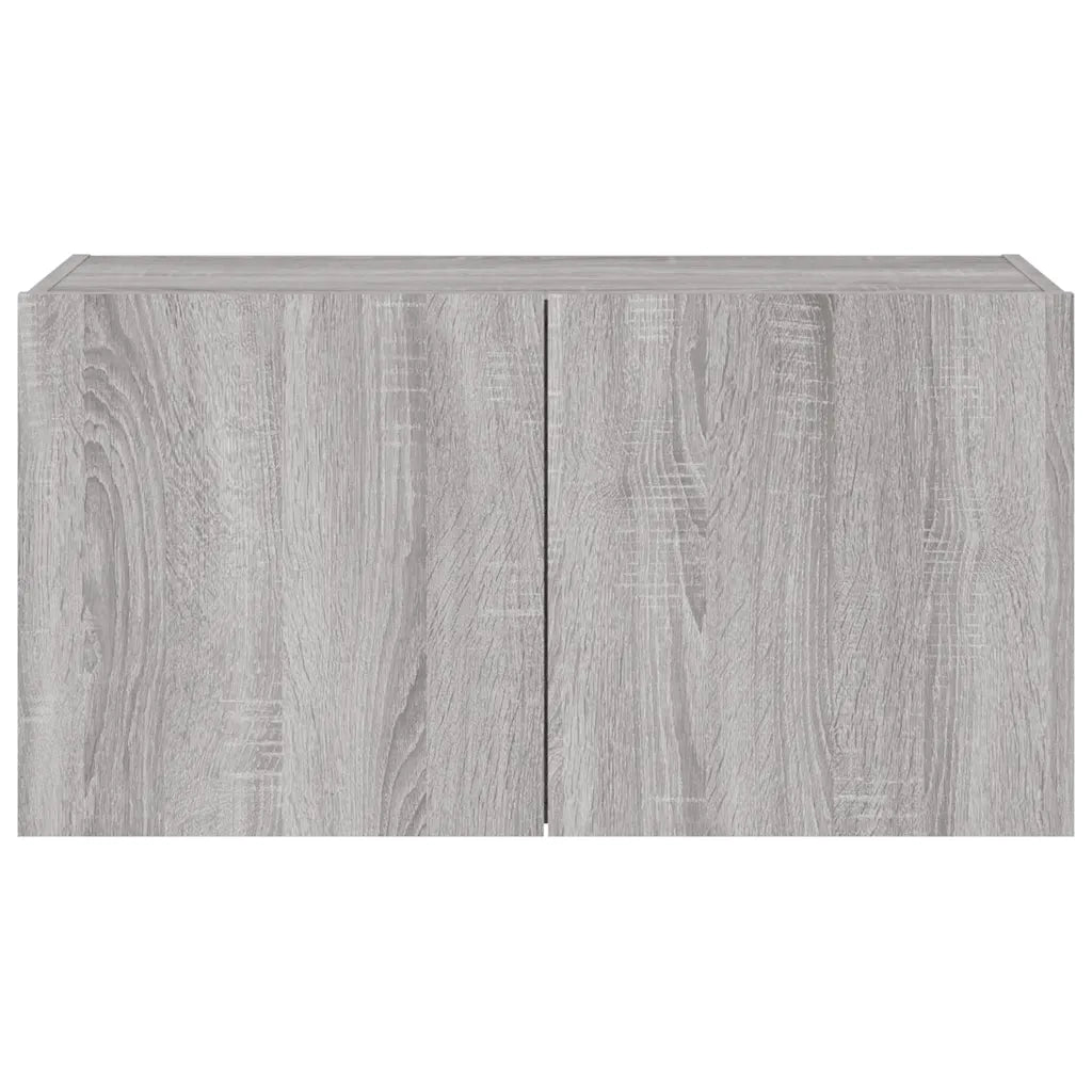 Mobile TV a Parete con Luci LED Grigio Sonoma 80x35x41 cm 837321