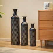VASI DA TERRA Set da 3 pezzi 50/66/83 cm Metallo Nero