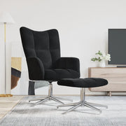 Poltrona Relax con Poggiapiedi Nero in Velluto 328134