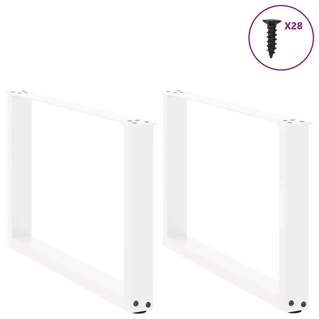 Set di 2 gambe per tavolino a forma di U 70 x 42-43 cm con piedini regolabili stile moderno acciaio bianco 02_0057405
