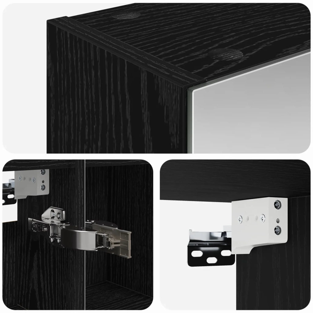 Mobiletto per specchio da bagno Rovere Nero 80 x 14.5 x 70 cm 889104