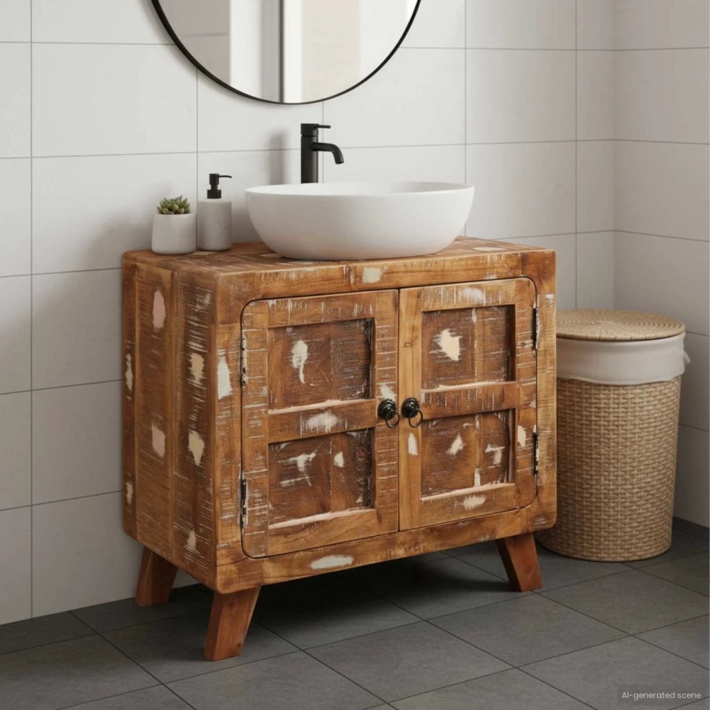 Mobile da Bagno | Armadio da bagno Legno di recupero solido e legno ingegnerizzato