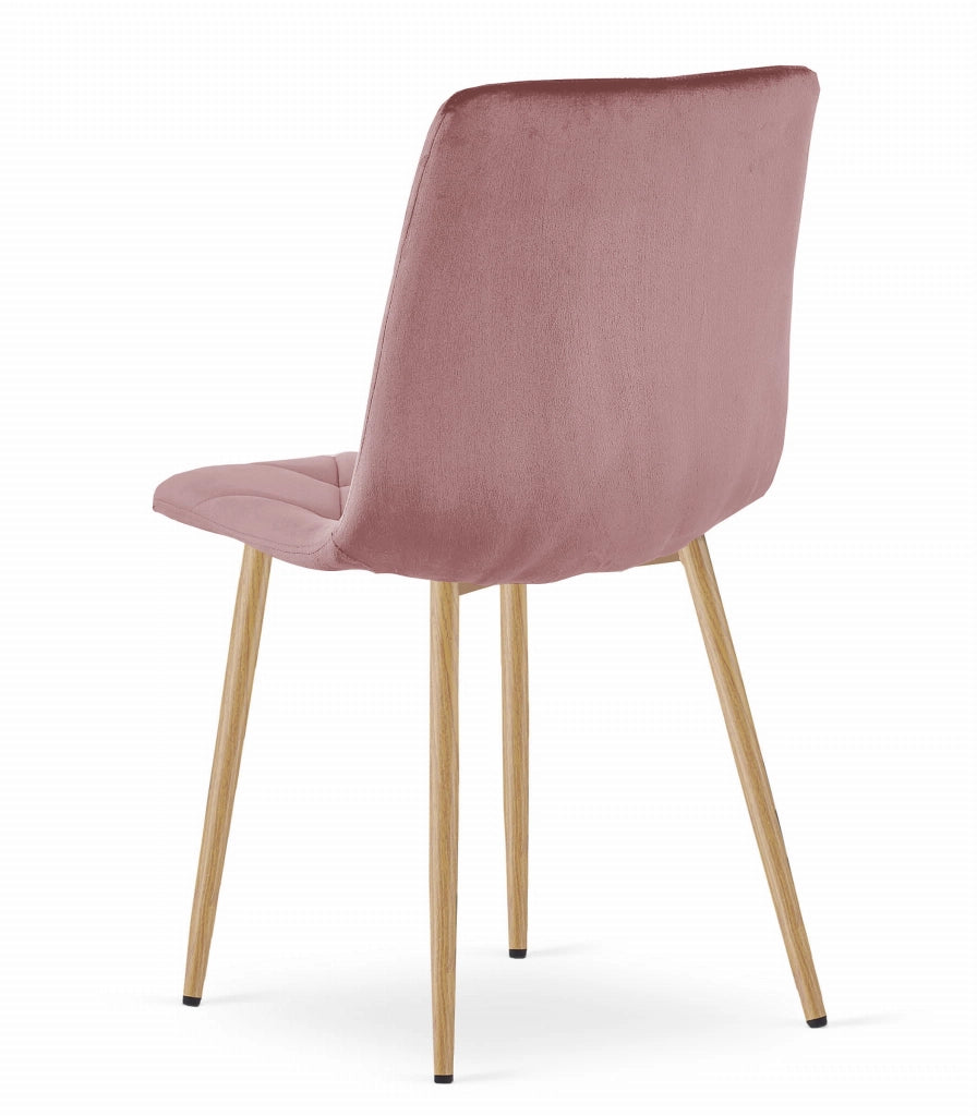 Sedia Valora TYRA in velluto rosa con gambe in legno x4