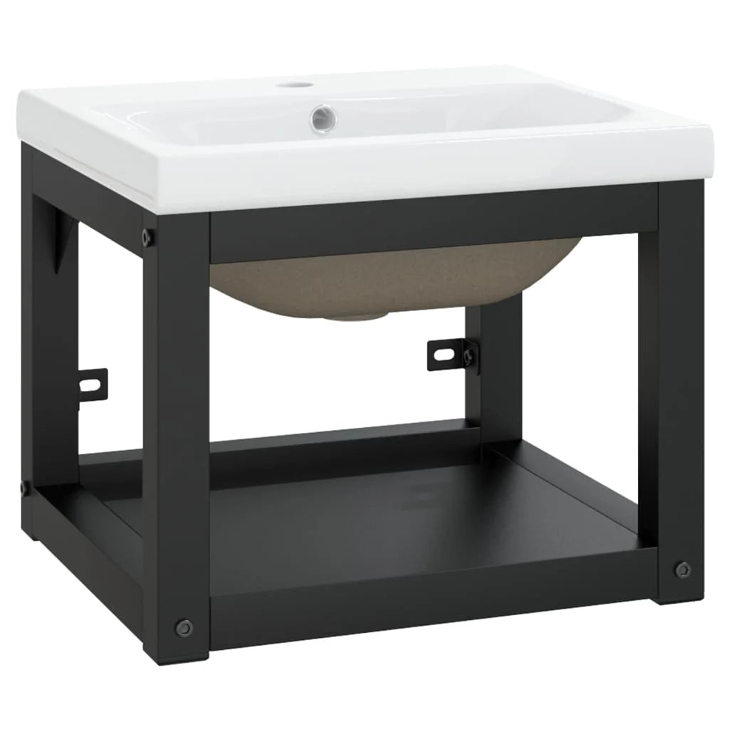 Struttura per lavabo da bagno 40 x 38 x 31 cm vasca da incasso ferro nero 02_0006781