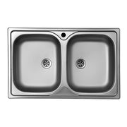 Lavello incasso cucina acciaio 79x50 cm due vasche Classic 170
