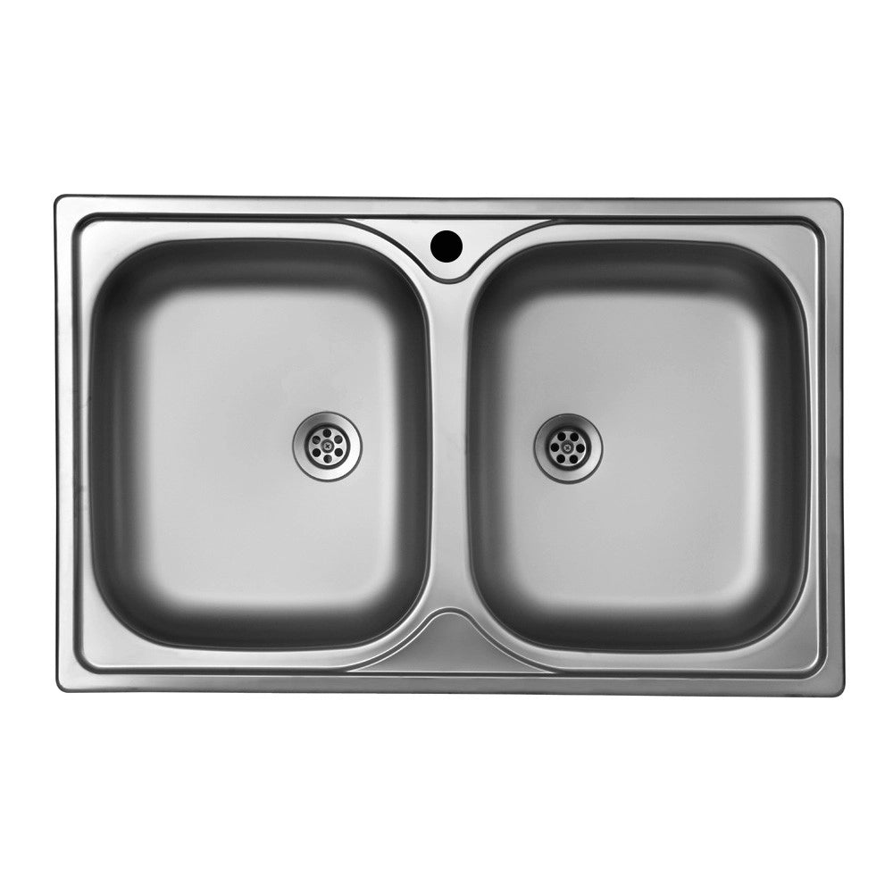 Lavello incasso cucina acciaio 79x50 cm due vasche Classic 170