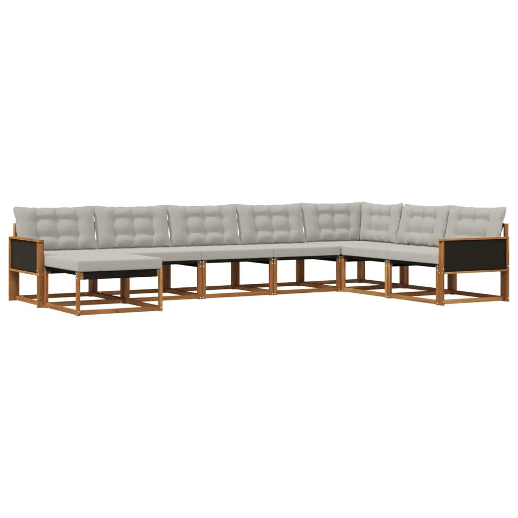 Set di divani da esterno 8 pz Naturale e Grigio Chiaro 3381607