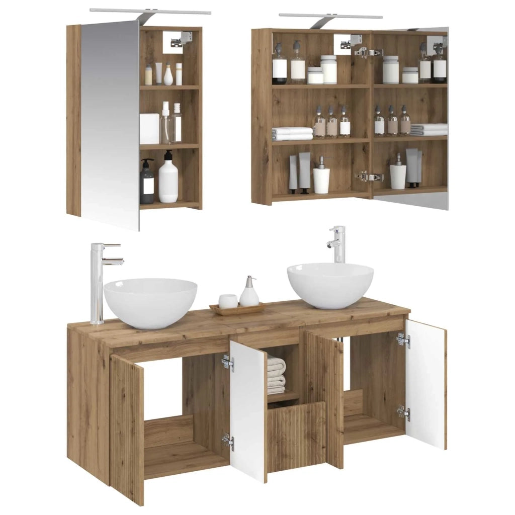 Set di Armadi da Bagno 5 pcs Rovere Artigianale 3406358