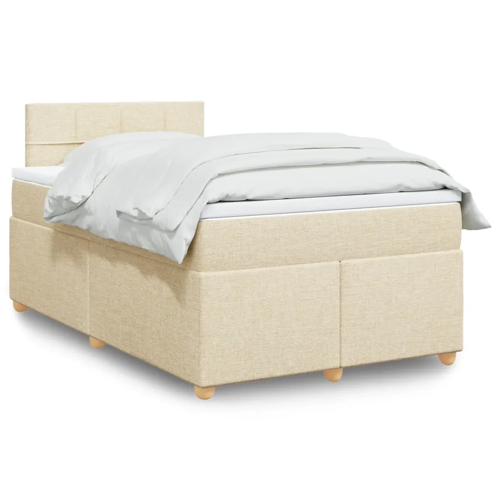 Giroletto a Molle con Materasso Crema 120x190 cm in Tessuto 3286624