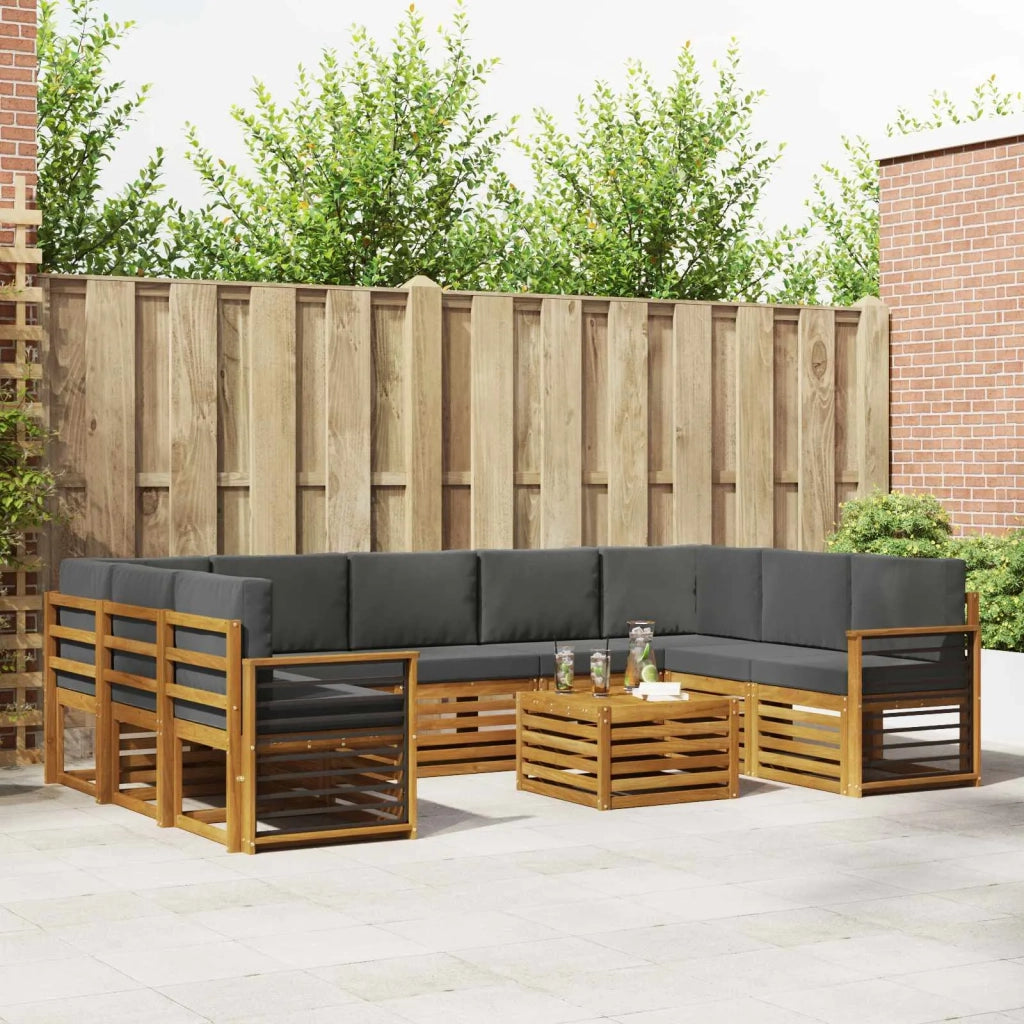 Set divani 10 pcs Naturale e Antracite Legno di Acacia Massello 3375532