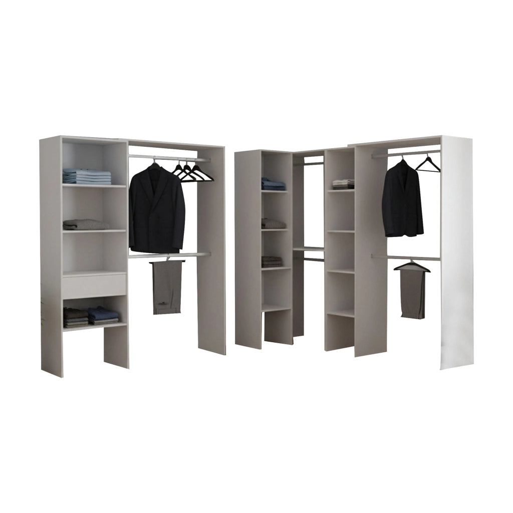 Armadio Camera da Letto Trana, Guardaroba Grande 12 Ripiani, 388x187h cm Bianco
