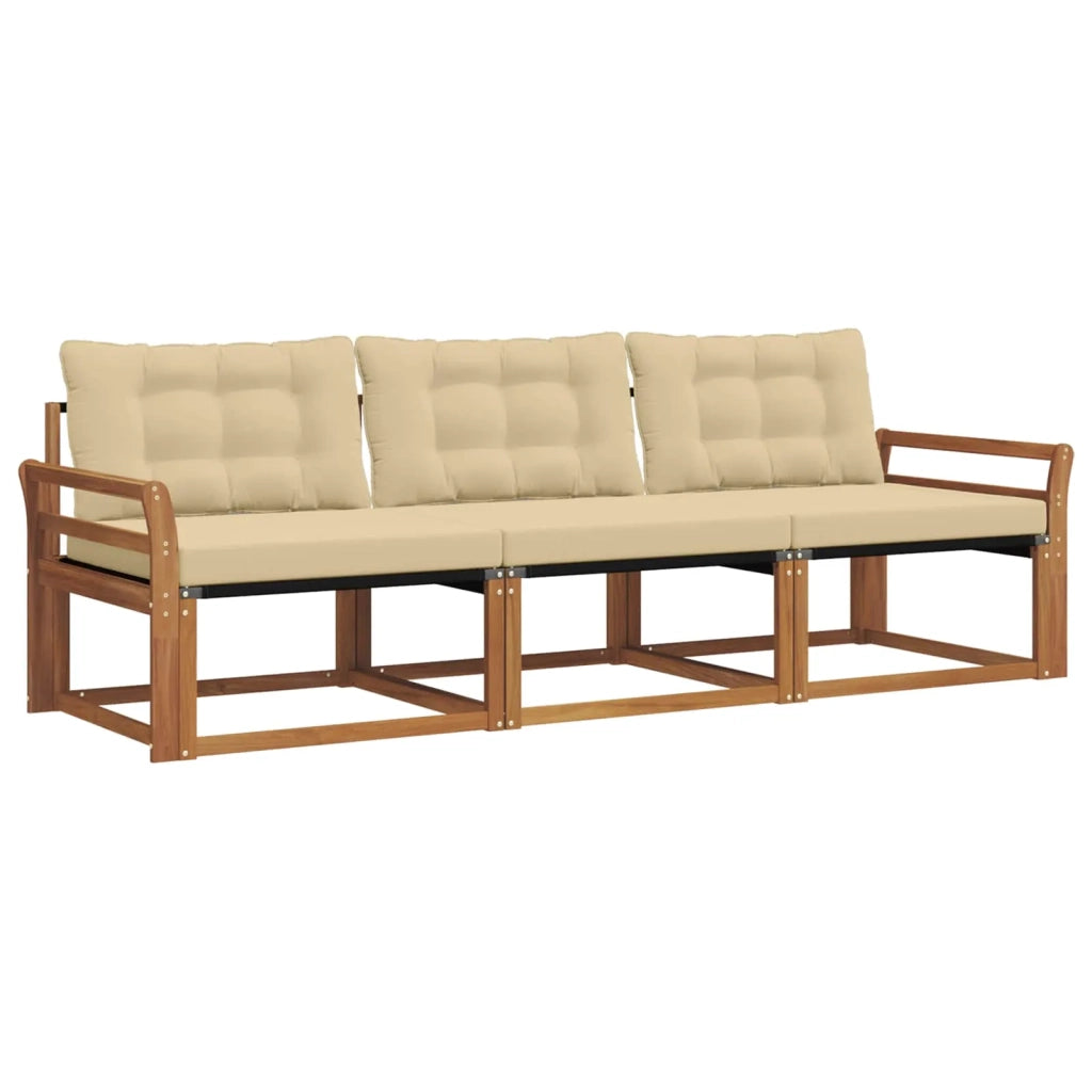 Set di divani da esterno con cuscino 3 pcs Naturale e Beige 3369148