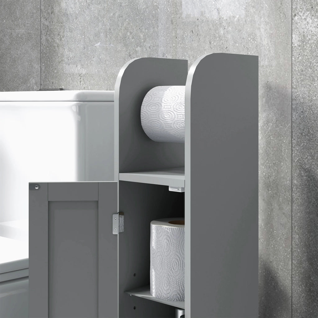 Mobile da bagno con ripiani regolabili e porta rotoli ¨C zephmum ¨C grigio 20x20x80 cm