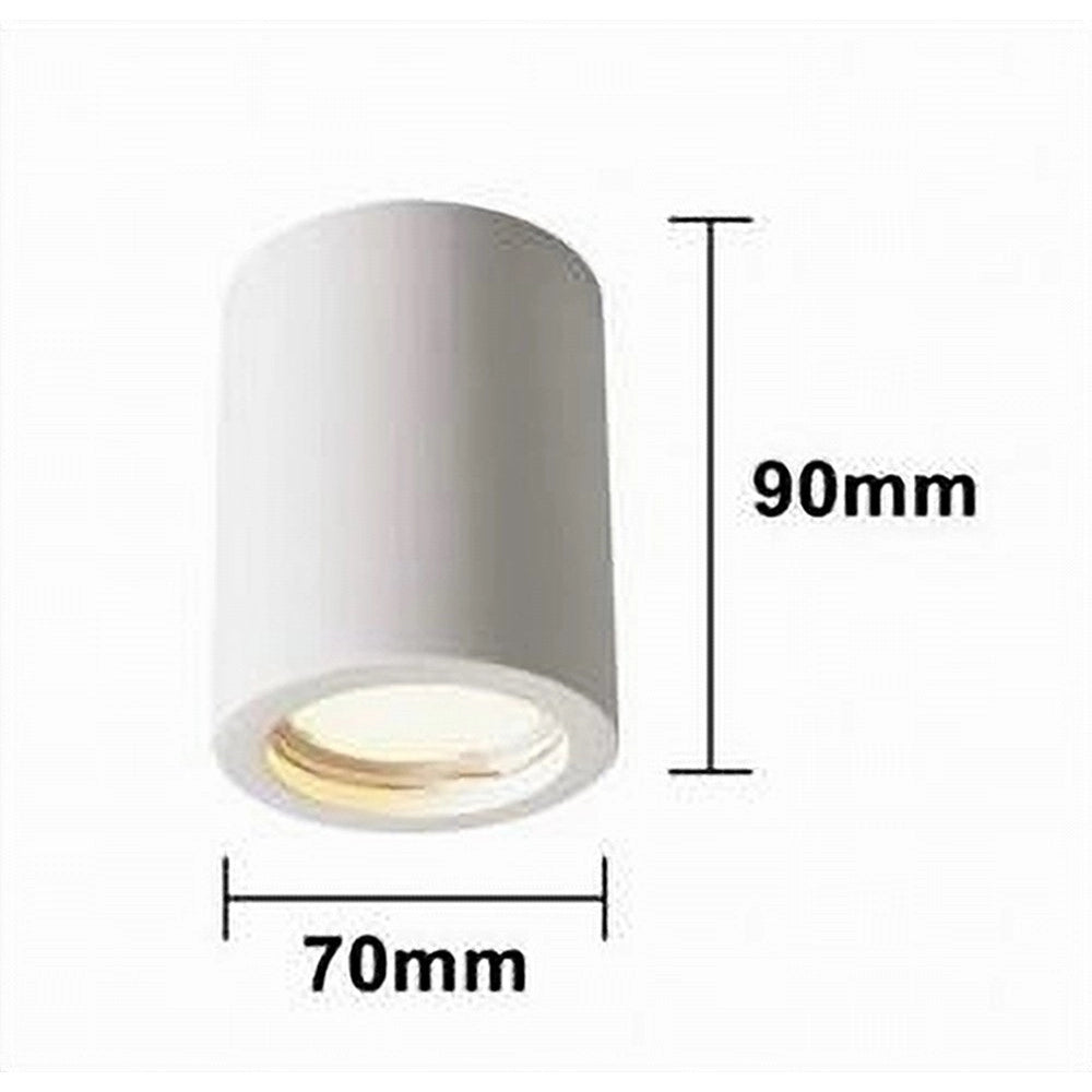 Trade Shop - Porta Faretto Lampada Soffitto Gu10 Cilindro In Gesso H90mm Verniciabile Gs-c90-t -