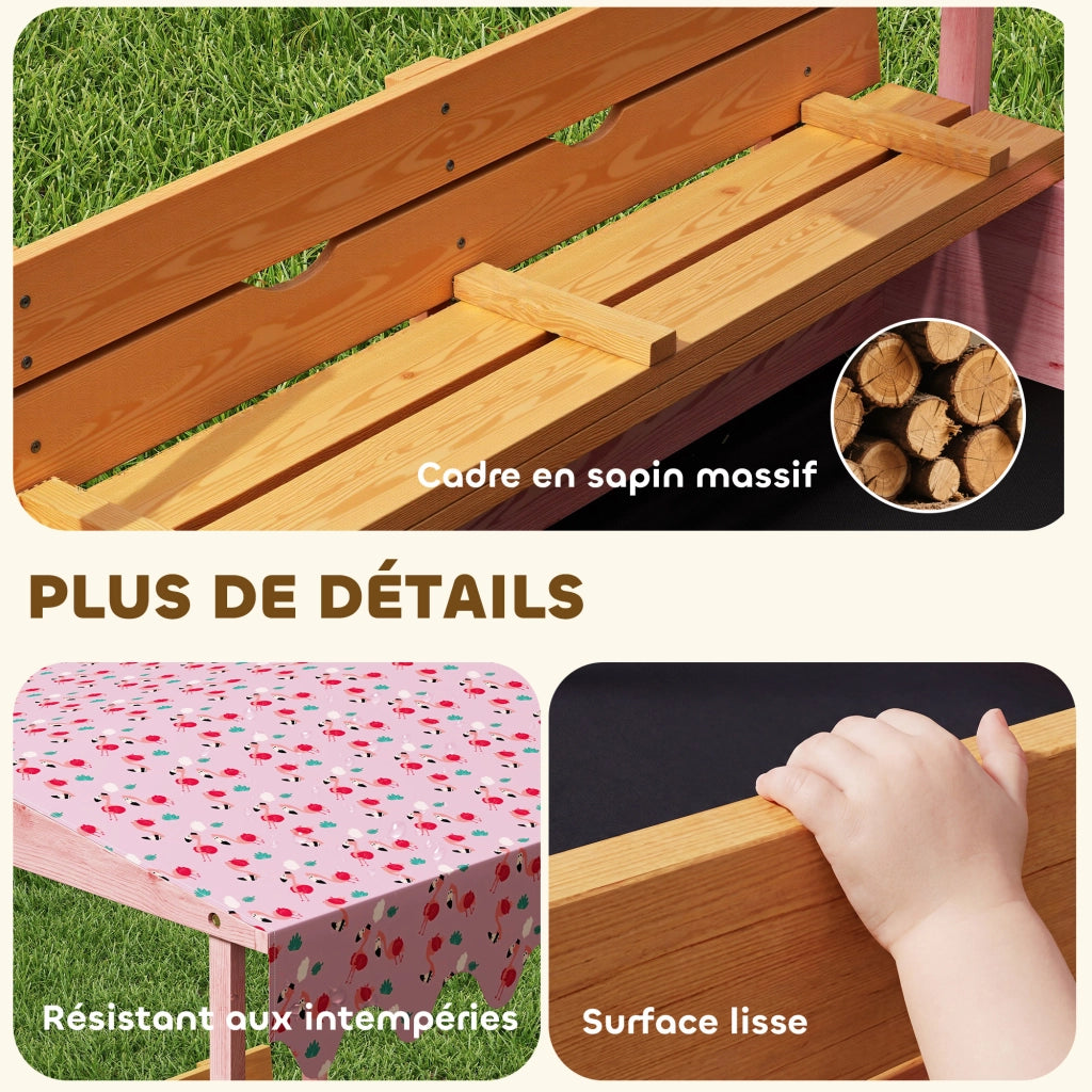 Sandbox in Legno con Coperchio e Sedile Pieghevole ¨C zephmum ¨C Legno Acacia Grigio
