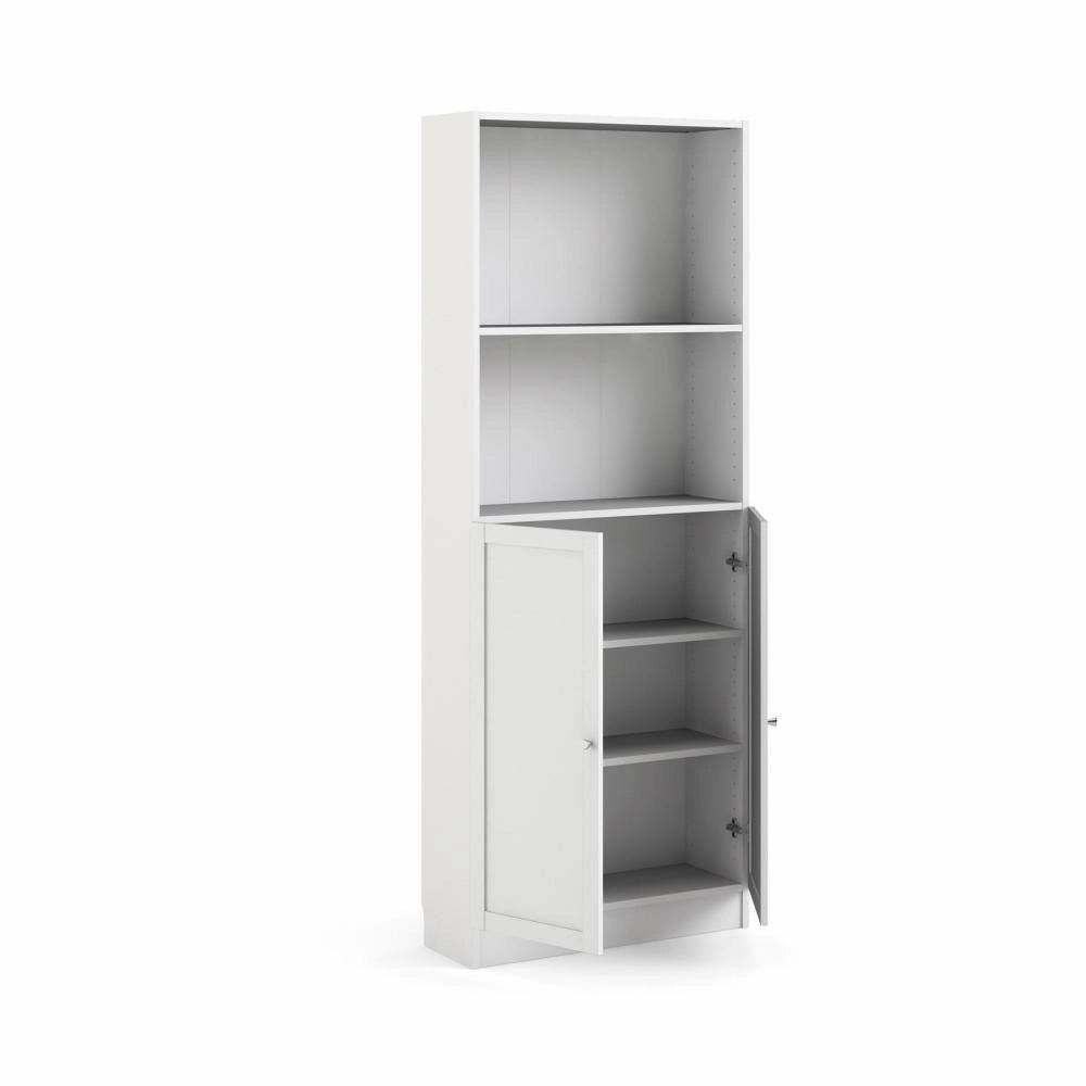 Libreria Michel, Scaffale da ufficio, Mobile portalibri, Biblioteca, 79x28 h203 cm, Bianco