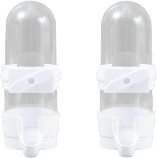 Dispensatore automatico di acqua per uccelli, beccuccia per gabbia, fonte di cibo per uccelli, dispensatore di semi per uccelli - pappagalli, parrocchetti, piccioni pappagallo - set da 2