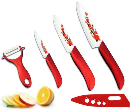 Set di Frutta per la Cucina con Lame in Ceramica Roteo 3 Pollici 5 Pollici 6 Pollici + Lame a Diamante + Scatola per Lame